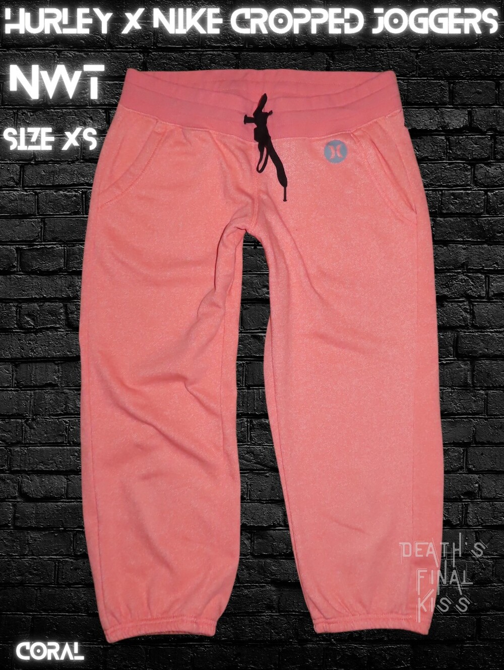 HTF Hurley X Nike Dri-fit Coral Cropped Sweat Pants Joggers Pockets Low Rise XS